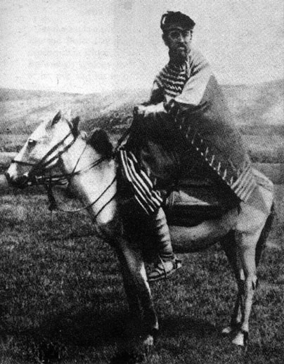 Portrait of Occultist Aleister Crowley Sitting on Donkey. Aleister Crowley is shown riding a donkey on the Deosai Plateau at the time of his first Himalayan Expedition. Portrait of Occultist Aleister Crowley Sitting on Donkey. Aleister Crowley is shown riding a donkey on the Deosai Plateau at the time of his first Himalayan Expedition.
